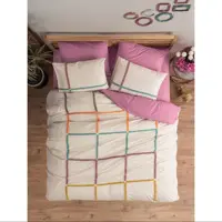 ست ملحفه کاتن باکس مدل Puff Nakisli Insula Gul Kurusu  دو نفره 6 تکه