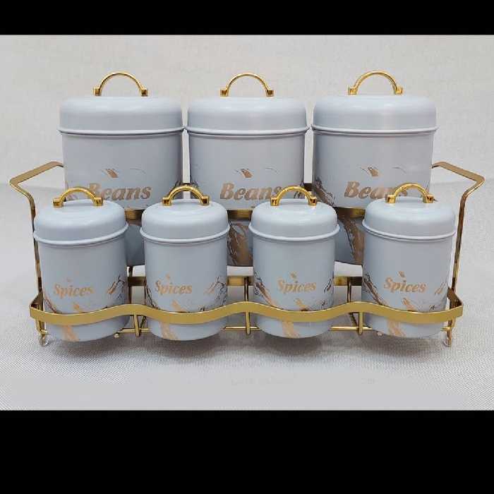 ست ادویه و حبوبات 8 پارچه ماربل آرتیستون رنگ طوسی