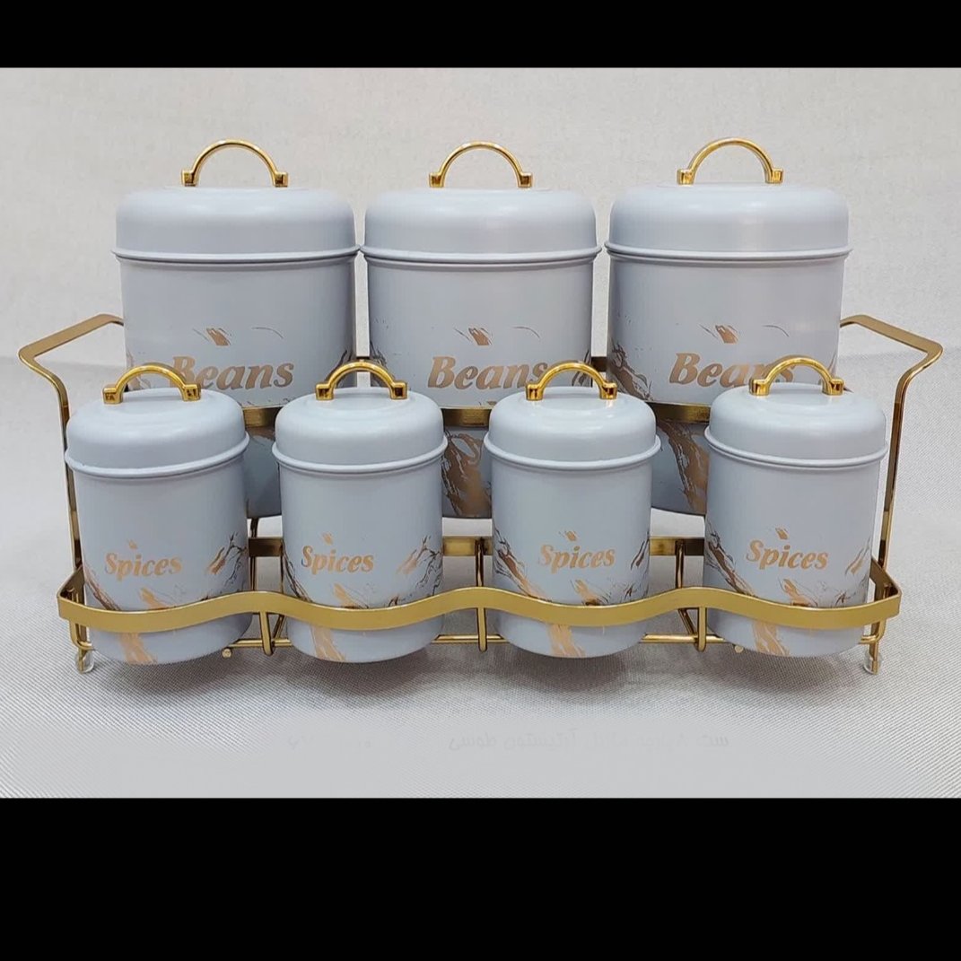 ست ادویه و حبوبات 8 پارچه ماربل آرتیستون رنگ طوسی