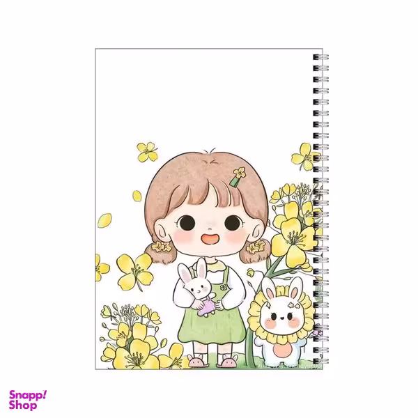 دفتر مشق 100 برگ بامبیلیپ طرح دختر و خرگوش و گل آفتابگردان کد 4778543