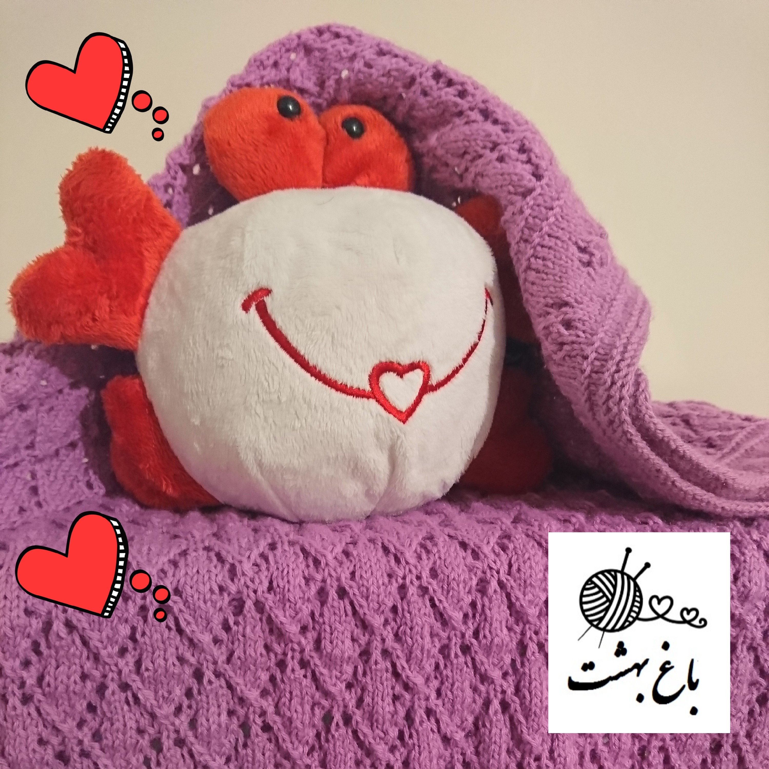 پتو نوزادی بافتنی دستبافت رنگ ارغوانی