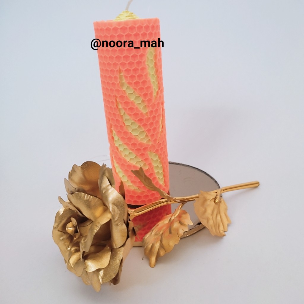 شمع دستساز بیزوکس مدل آتش دورنگ طرح اختصاصی نورا ماه 