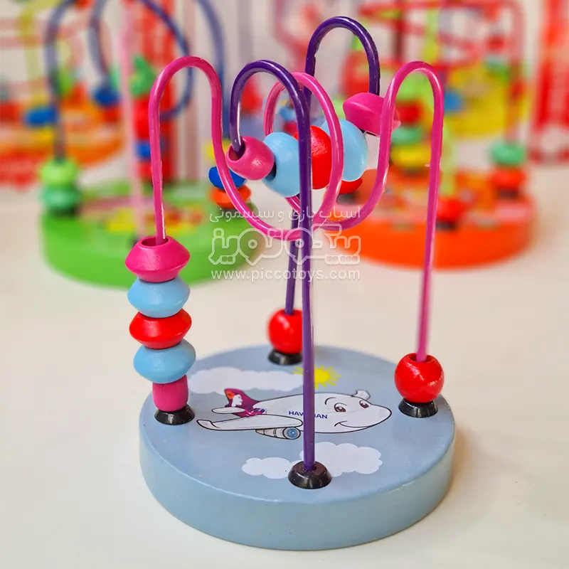 اسباب بازی میله و مهره‌ی چوبی مدل هواپیما کد 4147