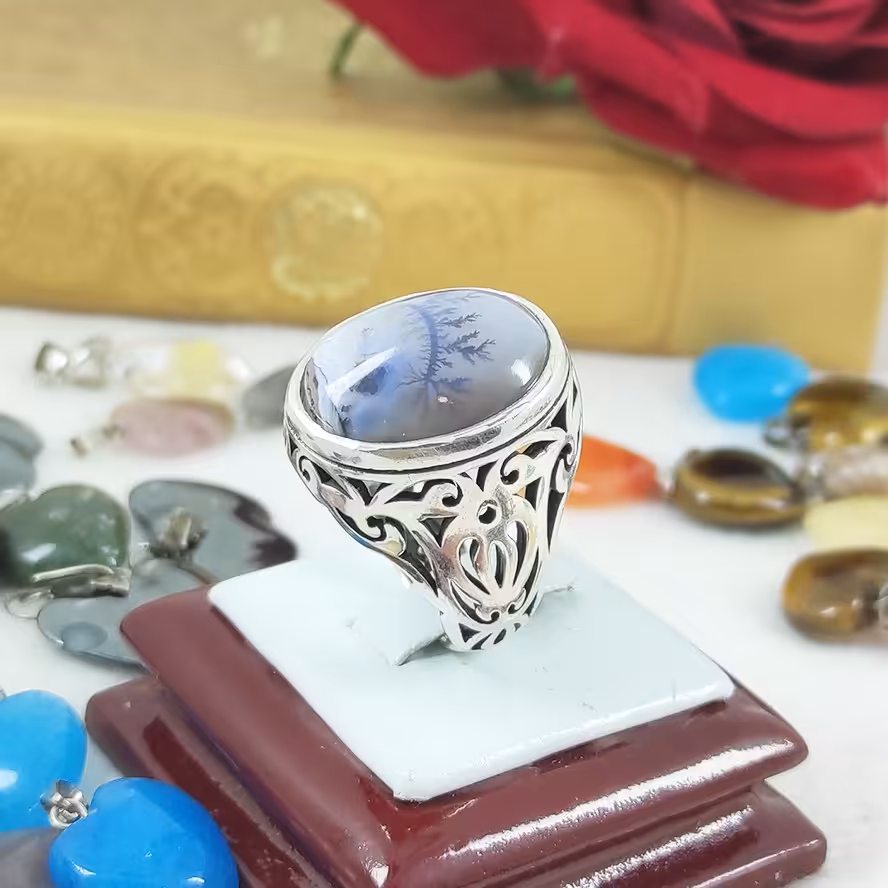 انگشتر نقره مردانه عقیق شجر سلین کالا کد 11427622