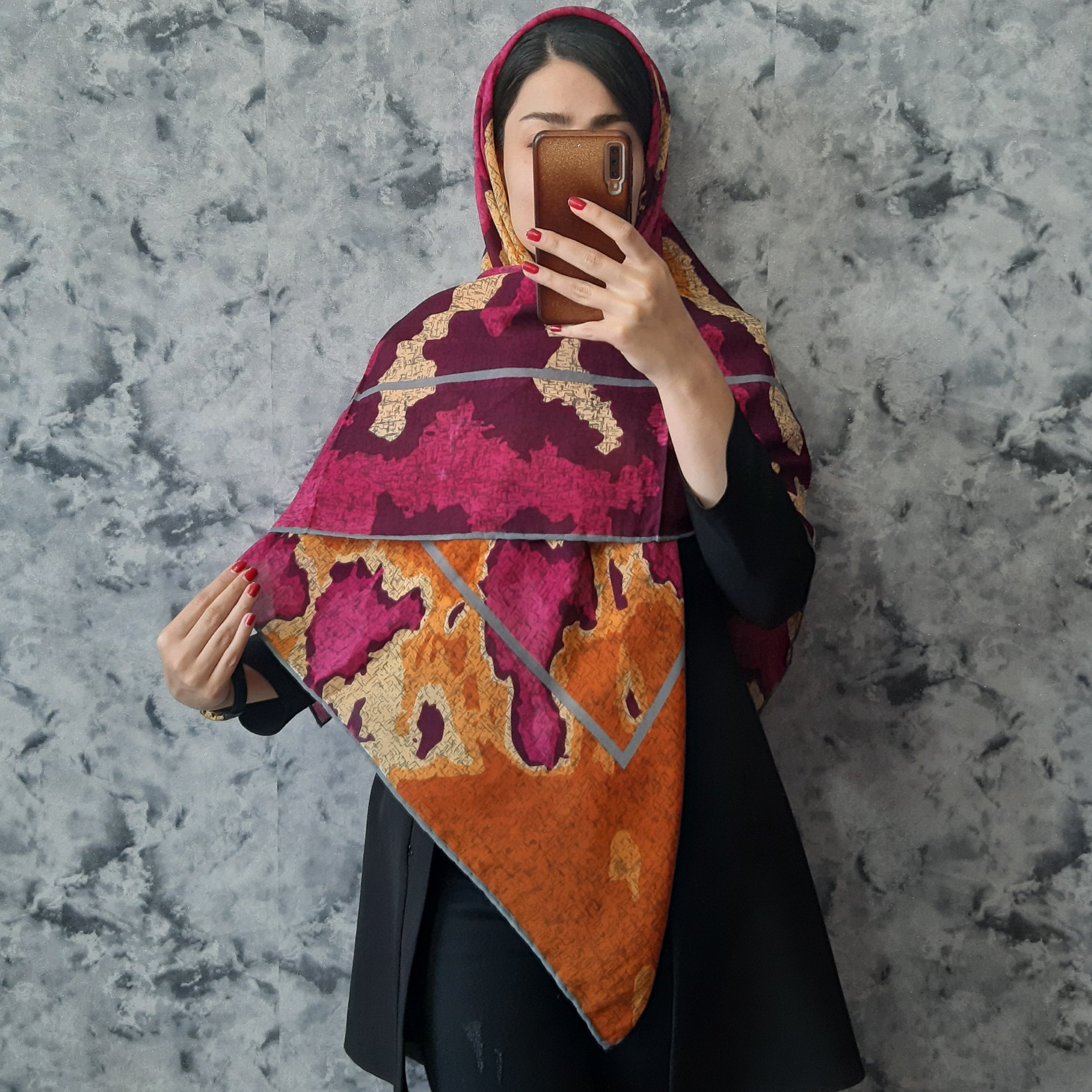 روسری سبز سورمه ای سرخابی نارنجی