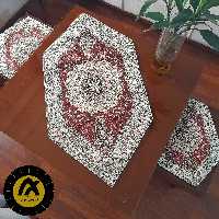 رومیزی ترمه سه تیکه طرح افشار مناسب برای جلومبلی و عسلی طرح افشار بافت یزد