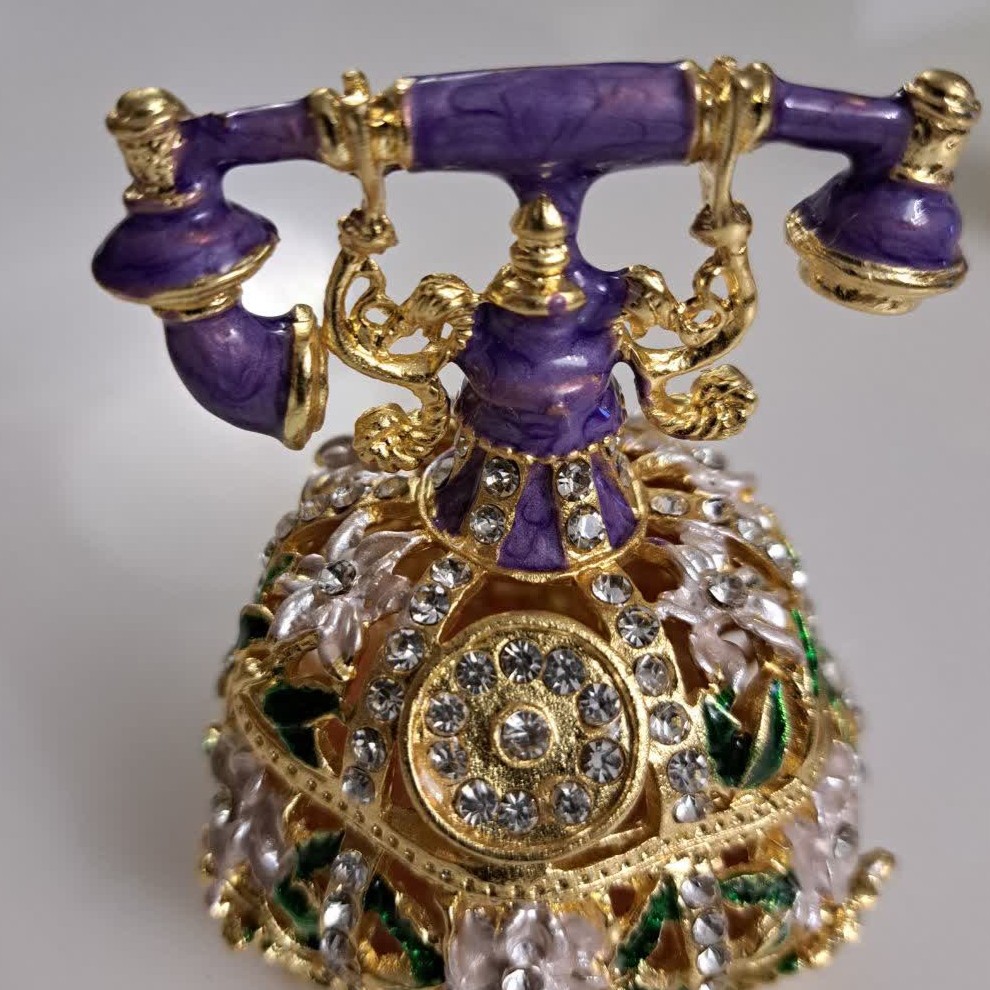 جاجواهری فلزی طرح تلفن سلطنتی رنگ بنفش 