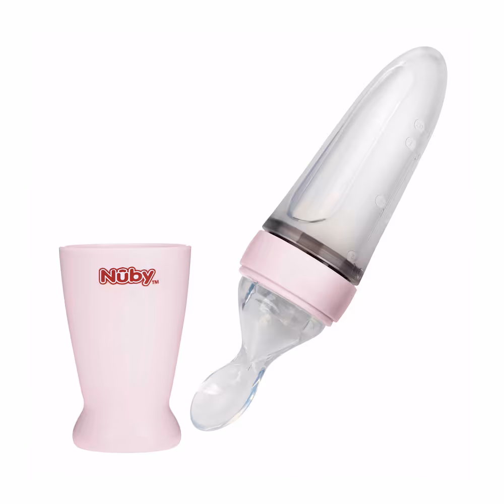 سرلاک خوری  3 ماه نابی NUBY تمام سیلیکون صورتی