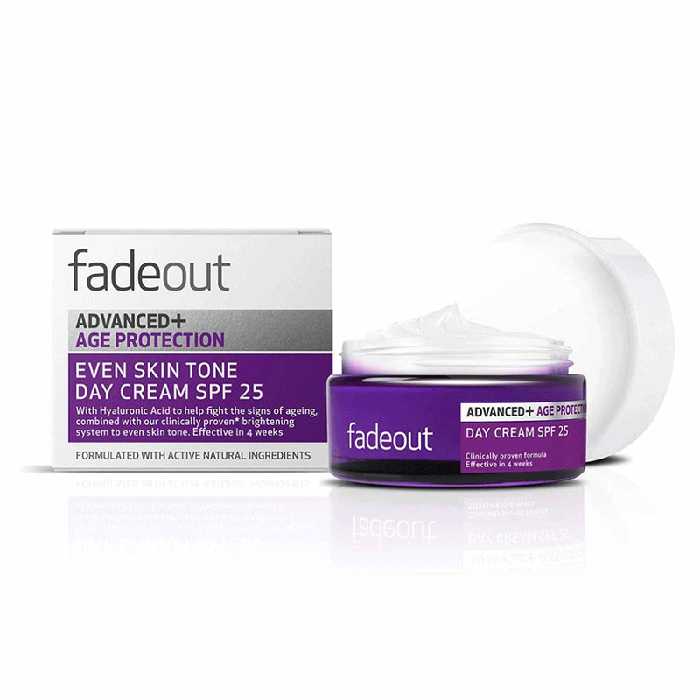 کرم روز روشن کننده ضدچروک فیداوت Fadeout advanced protection whitening day cream spf25 50ml