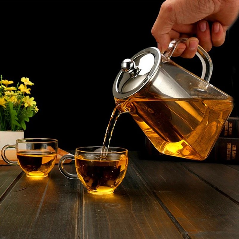 قوری پیرکس شعله مستقیم 750 میلی لیتر با کیفیت پیرکس هرمی کف مربع 