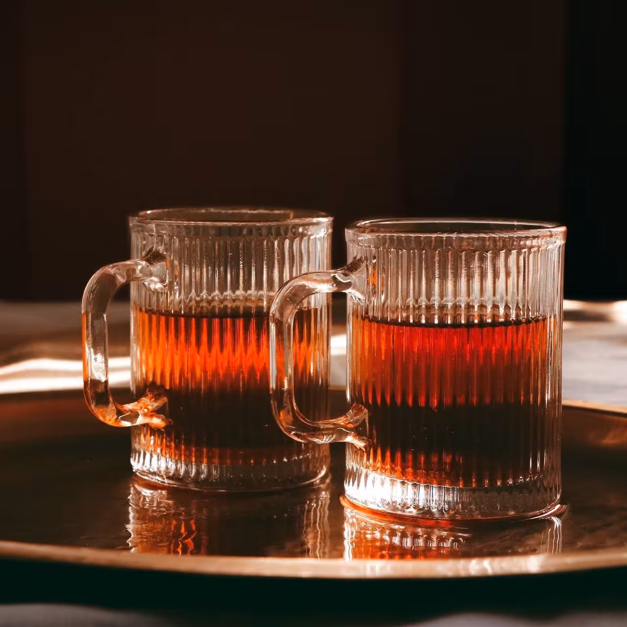 لیوان شیشه ای   شیار دار دسته دار 6عددی تیام