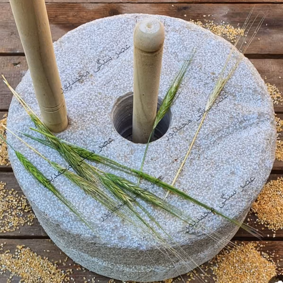 آسیاب سنگی و دستاس سنگی قطر 40 سانت کیفیت عالی سنگ خارا و سنگ مرمریت (پس کرایه)