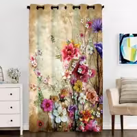 پرده پنجره مخمل پانچ گل سایز 138 در 290 مدل C3-826 شرکت رنس