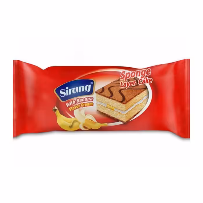 کیک اسفنجی دولایه موزی سیرنگ - 45 گرم بسته 18 عددی