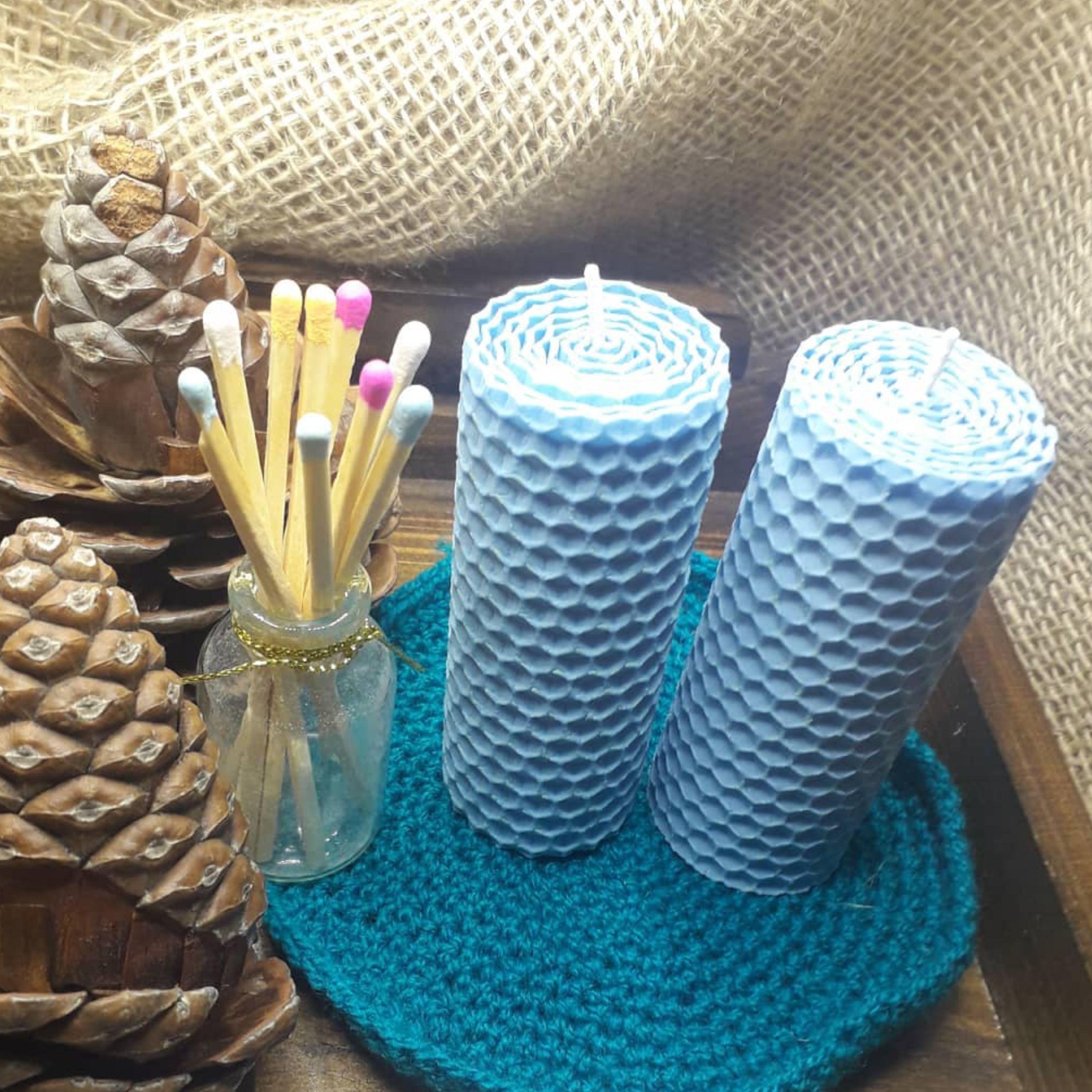 شمع استوانه ای موم عسلی