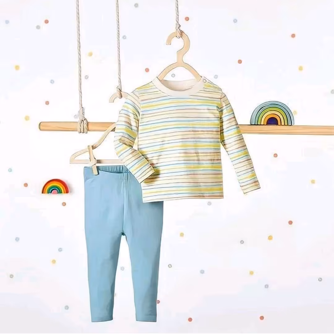 ست بلوز و شلوار  وارداتی نوزادی برند لوپیلو سایز 6تا12 ماه 
