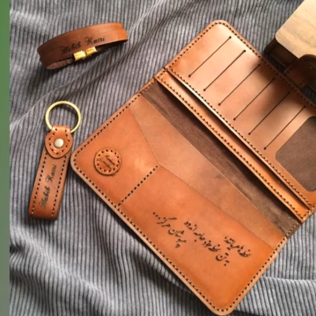 کیف پول دستبند جاکلیدی با حک 