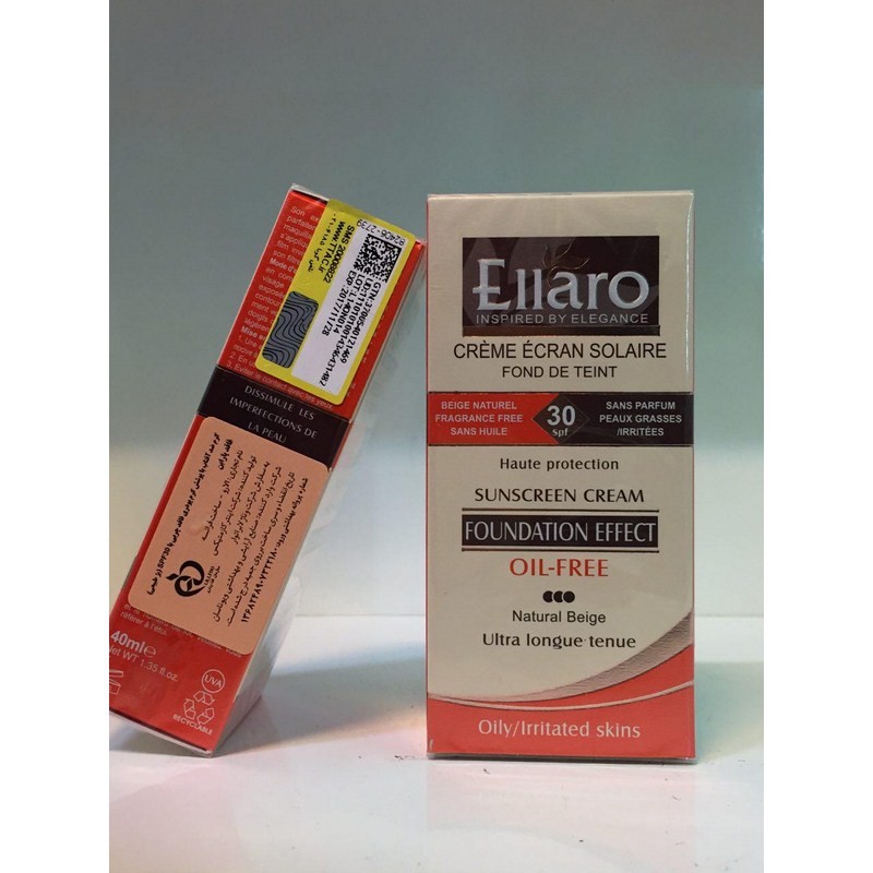 کرم ضد آفتاب الارو با پوشش کرم پودر بژ طبیعی Ellaro spf30