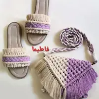 ست صندل و کیف مکرومه
