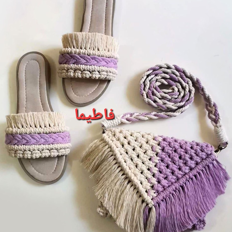 ست صندل و کیف مکرومه