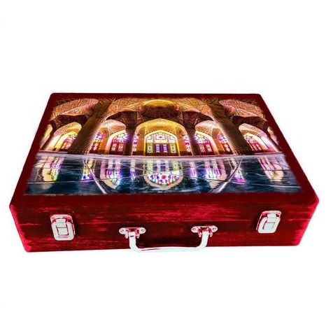 جعبه چوبی مدل چمدان بزرگ طرح مسجدصفوی