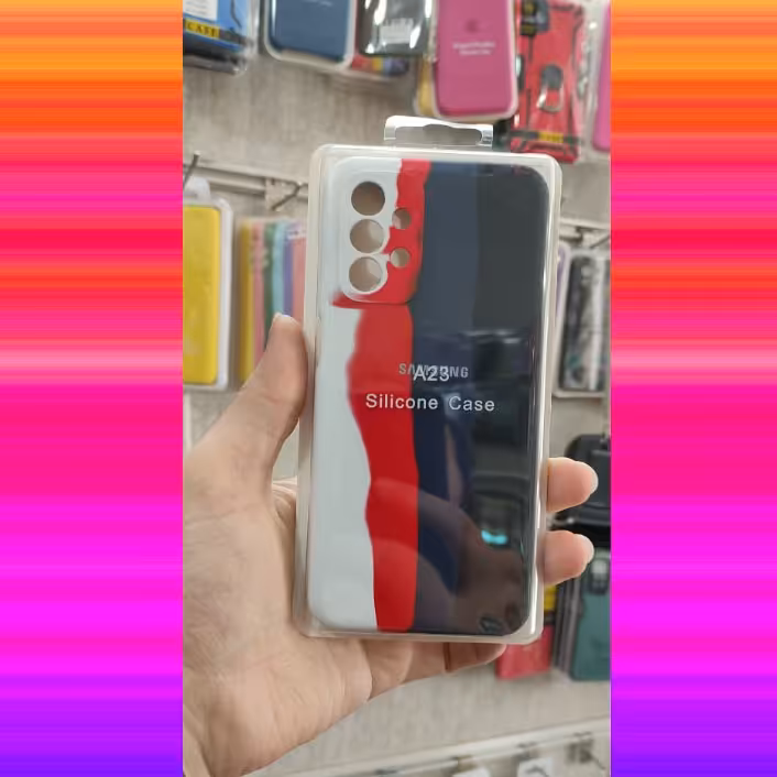 گارد سیلیکونی اورجینال پاک کنی رنگین کمانی محافظ لنزدار Samsung Galaxy A23 کد 1
