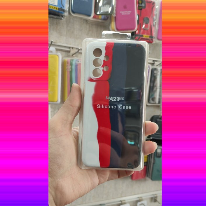 گارد سیلیکونی اورجینال پاک کنی رنگین کمانی محافظ لنزدار Samsung Galaxy A23 کد 1