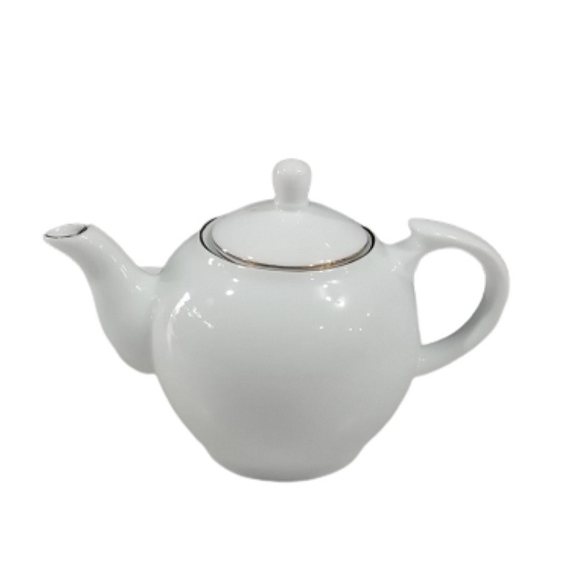 قوری چینی سفید لب طلا تقدیس  بزرگ 