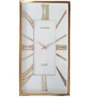 ساعت دیواری موتور آرام گرد فلزی آرتمیس طلایی و نقره ای صفحه سفید کد 2028 