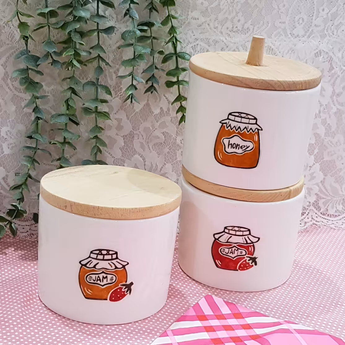 بانکه عسل و مربا چوبی سرامیک