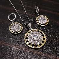 نیم ست نقره جواهر تایلندی دورنگ با آبکاری طلا