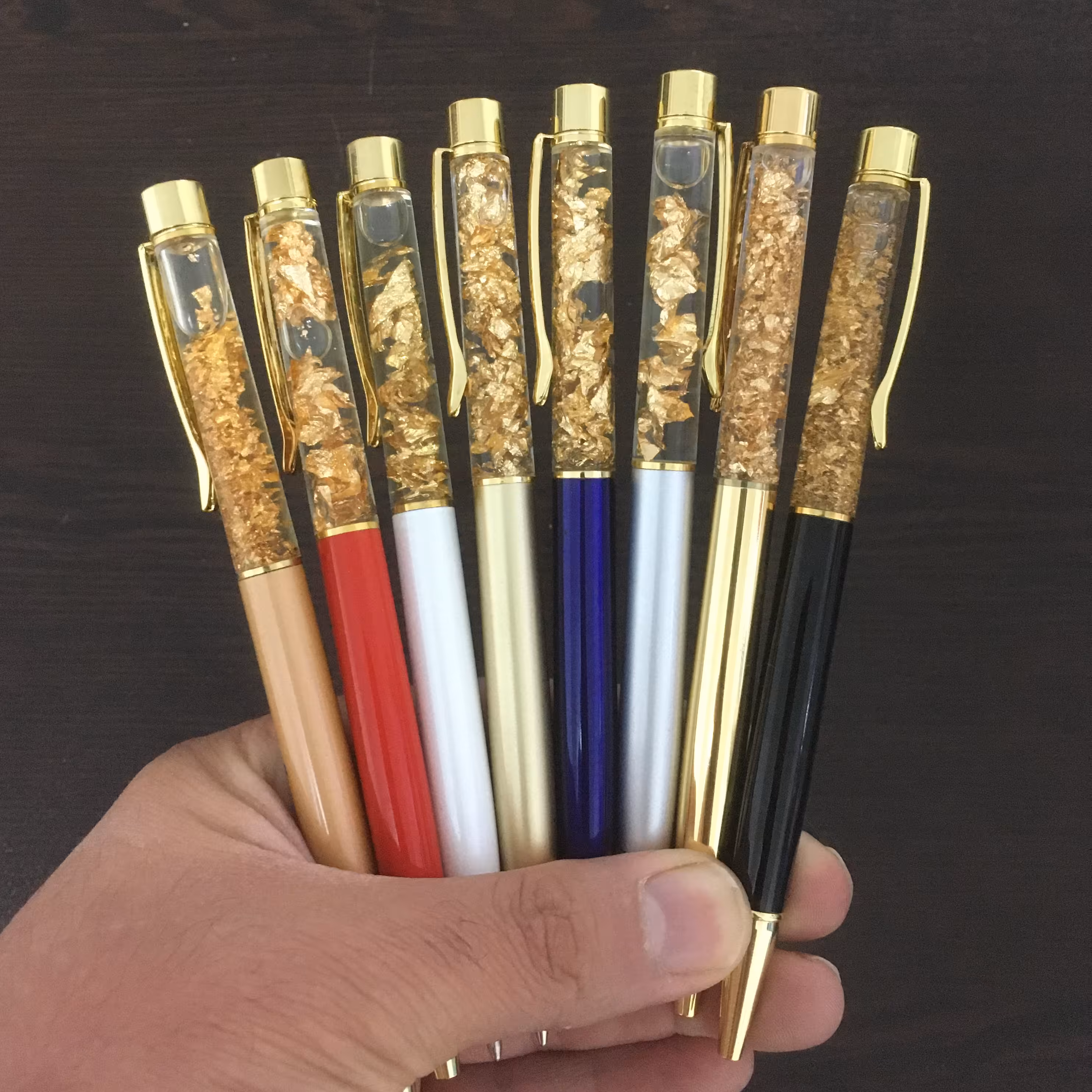 خودکار براده طلا  با جعبه  و امکان حک اسم  با شناسنامه 