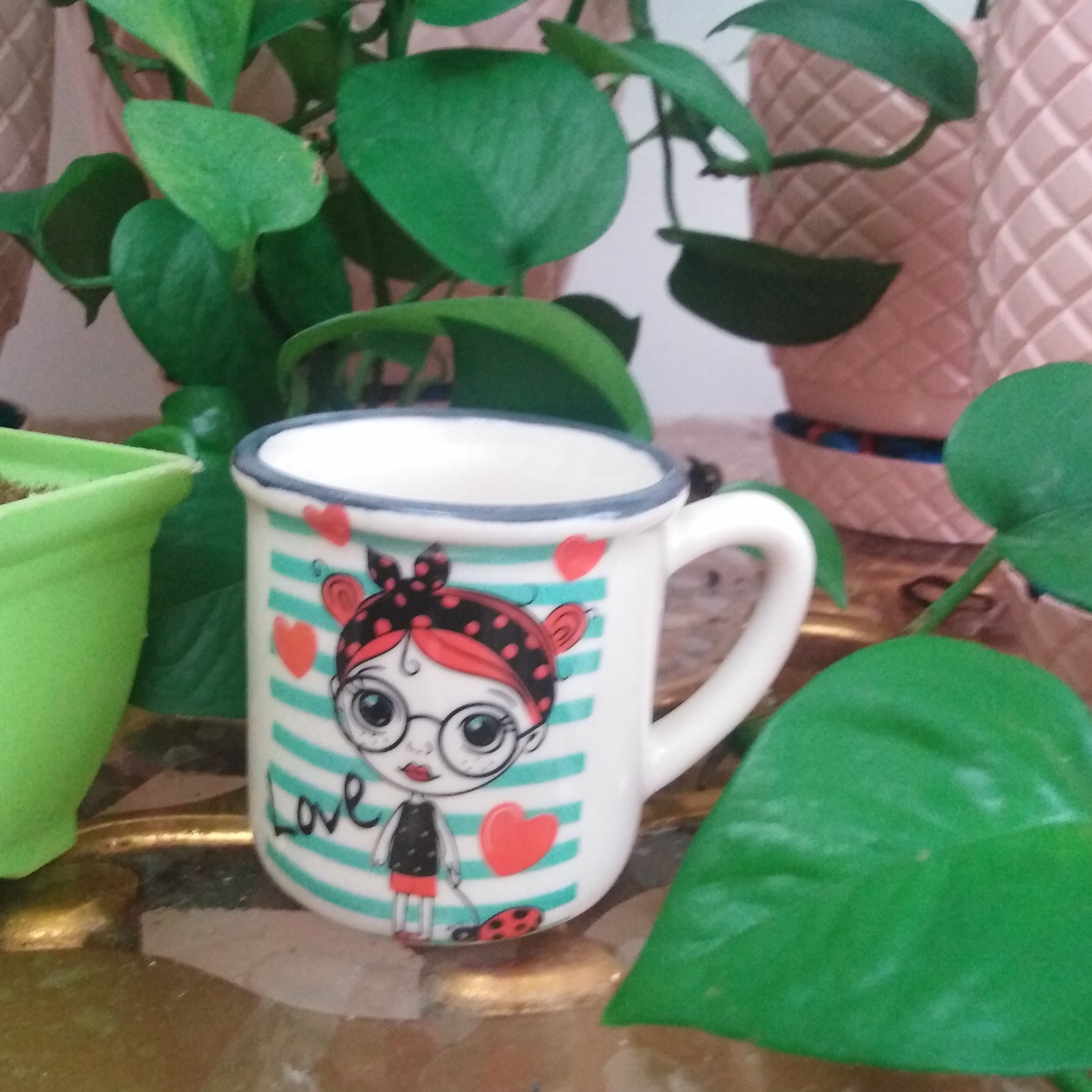 چای خوری سرامیکی دوطرف طرح دار