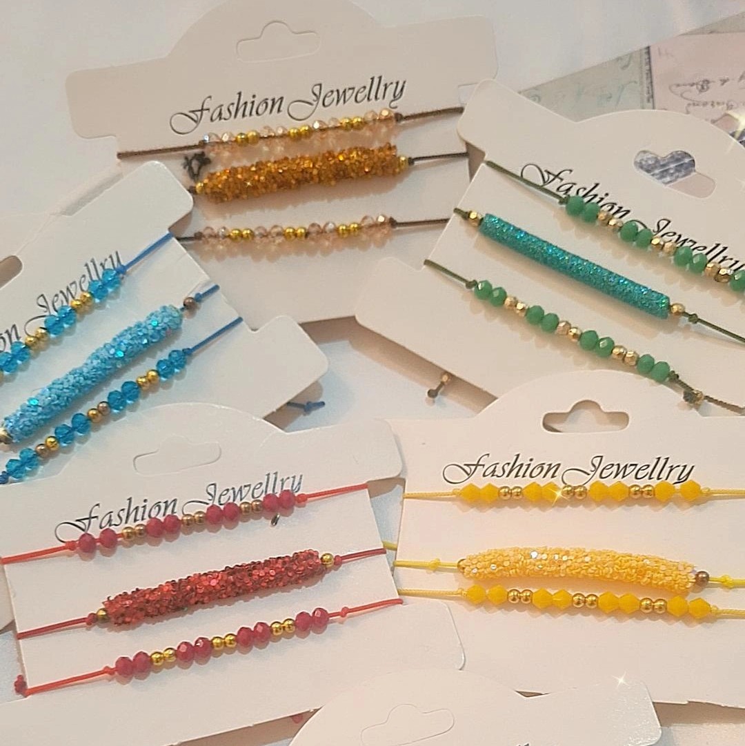 دستبند مهره ای سوارسکی پک سه عددی