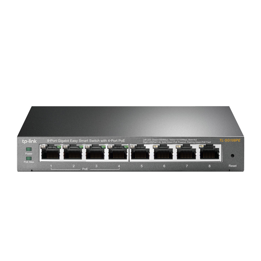 قیمت و خرید سوییچ 8 پورت گیگابیت تی پی لینک به همراه 4 پورت POE مدل TL-SG108PE | یاس ارتباط