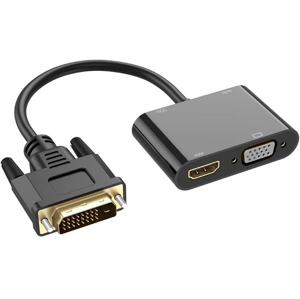 مبدل DVI به HDMI و VGA با صدا مدل DVI To HDMI VGA With Audio HT0101