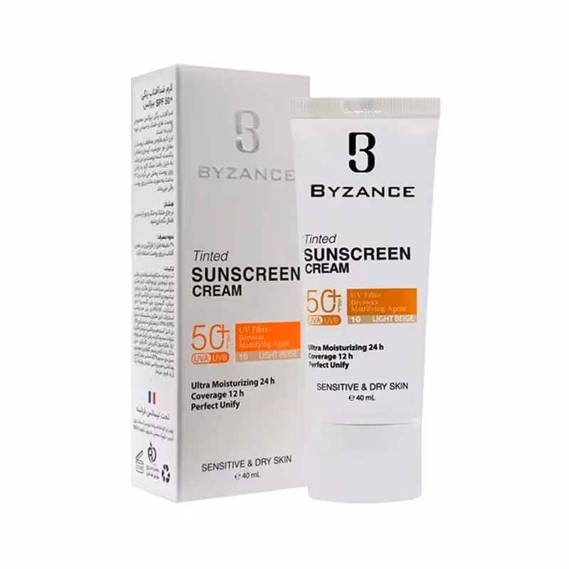 کرم ضد آفتاب SPF50 پوست خشک و حساس بیزانس 10میل 