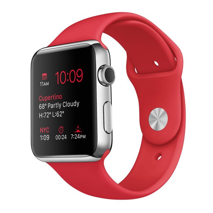 ساعت مچی هوشمند اپل واچ مدل 42mm Stainless Steel Case with (PRODUCT)RED Sport Band