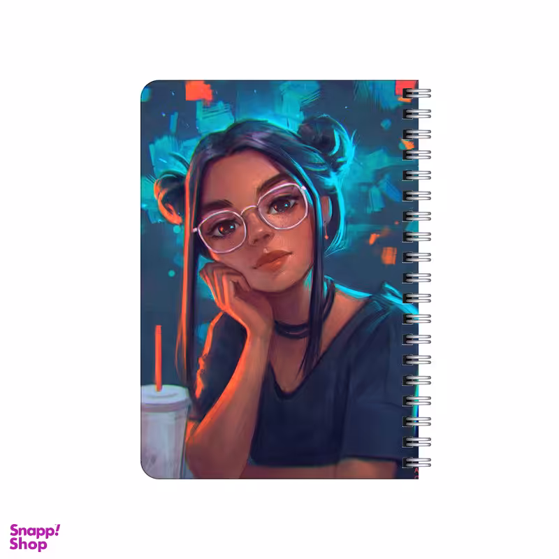 دفترچه یادداشت بامبیلیپ مدل چوبی طرح دختر عینکی در کافه کد 6779014