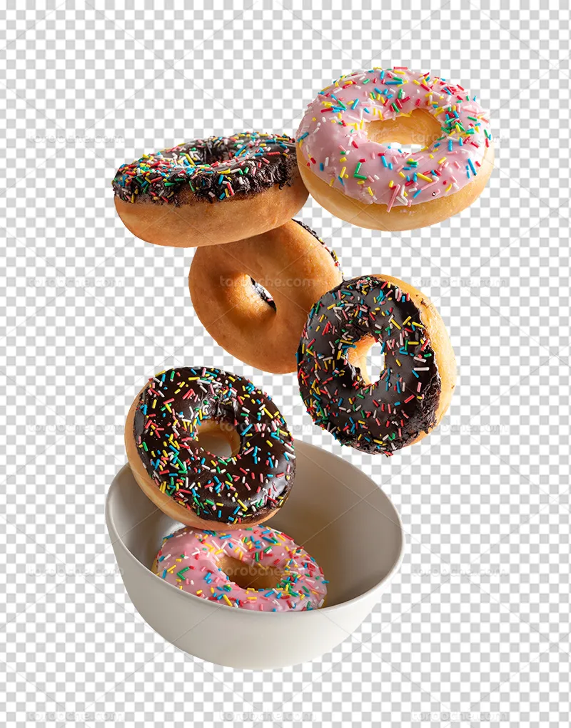 عکس PNG دونات توت فرنگی و شکلاتی | گرافیک با طعم تربچه