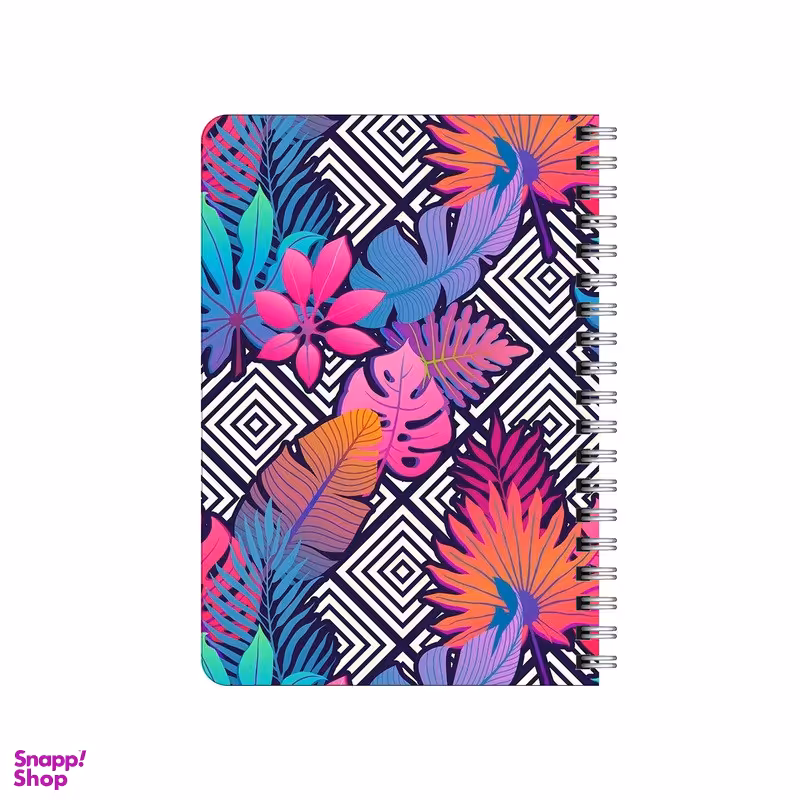 دفترچه یادداشت ۸۰ برگ بامبیلیپ مدل چوبی طرح پترن گل و اشکال هندسی کد 5311618