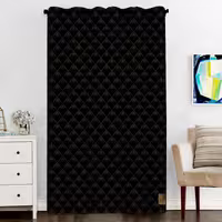 پرده پنجره مخمل پانچ مشکی سایز 138 در 270 مدل C6-90 شرکت رنس