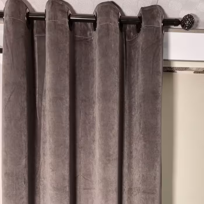 پرده آماده مخمل کالیفرنیا رنگ موشی  ابعاد 140×275 کد28