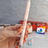 خودکار روان نویس فشاری طرح هلو 4 صورتی با جوهر مشکی 