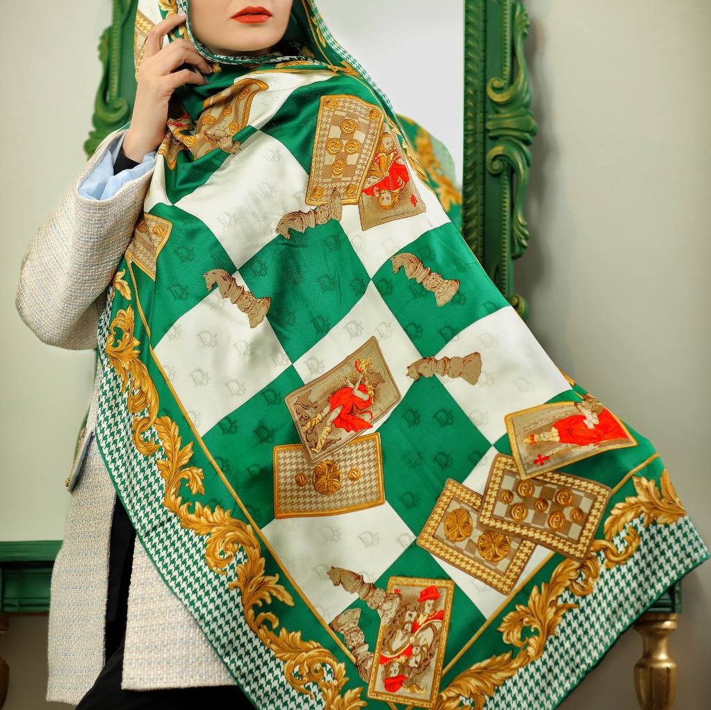 شال ابریشم ژاکارد وارداتی طرح پیچازی کد28278 (1)