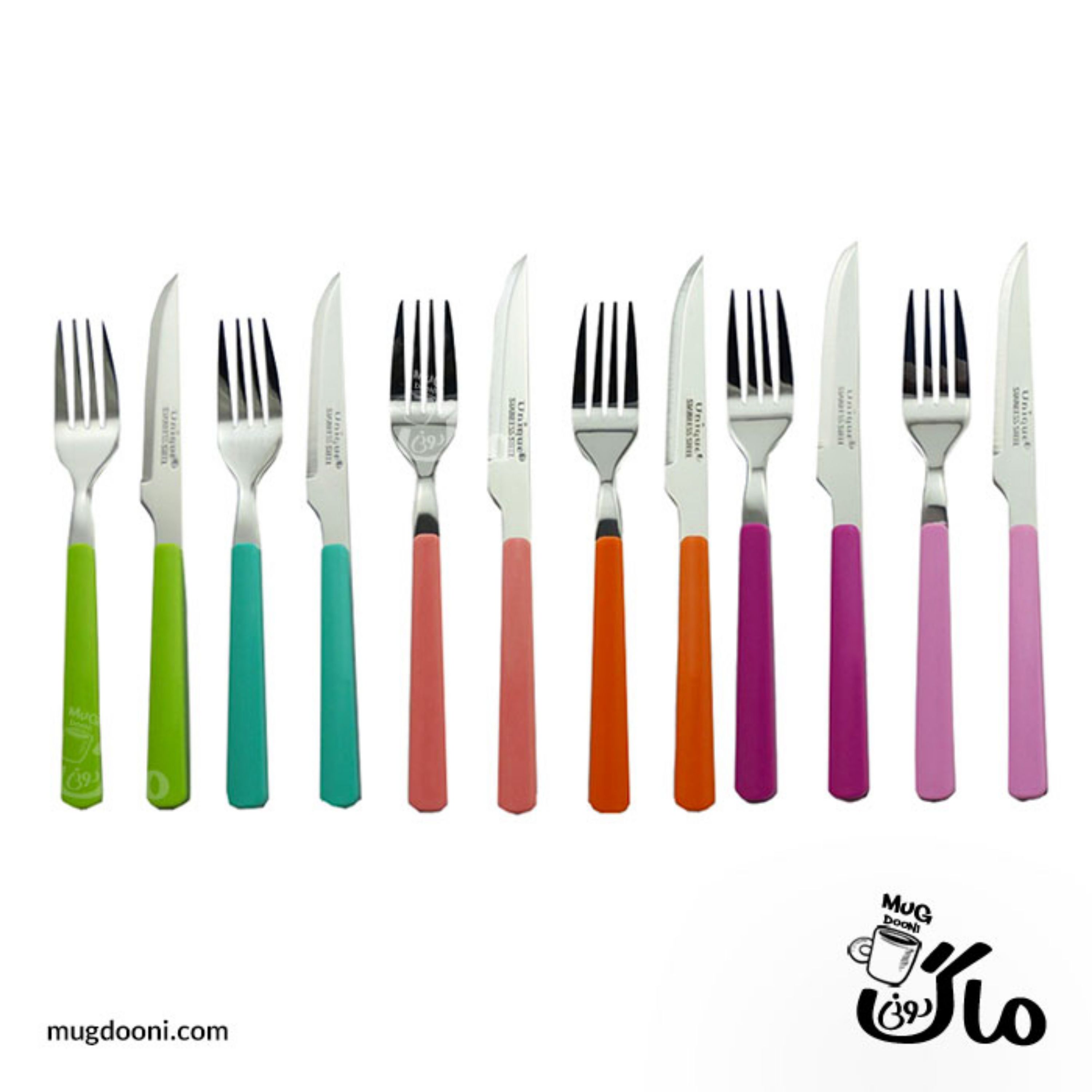 ست کارد و چنگال استیل یونیک Unique UN-5855 طوسی پر رنگ درجه یک 