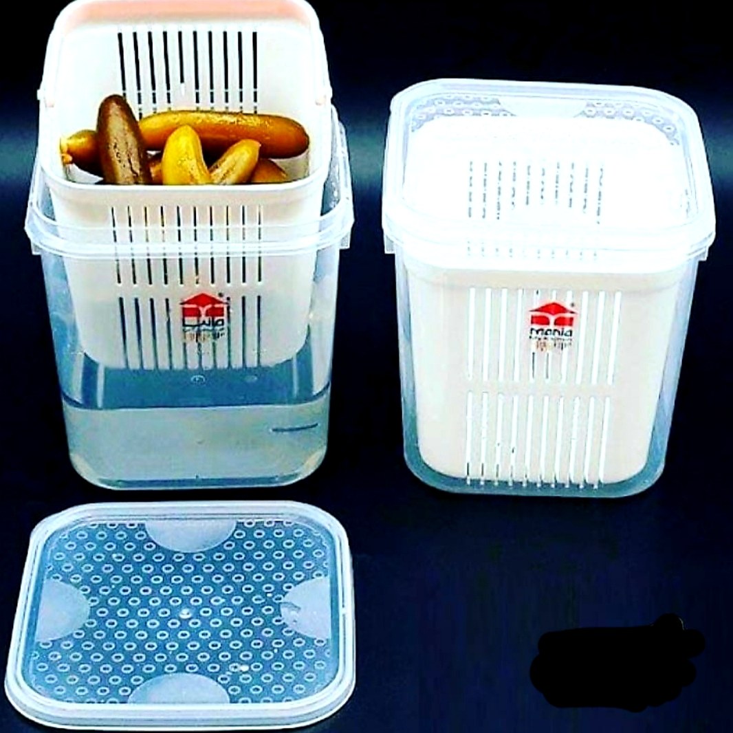 ظرف نگهدارنده زیتون پنیر خیارشور  ترشی و ...سایز 2متوسط2.75 لیتر برند مانیا(تکی) ظرف لبنیات (نانو اکرولیک بهداشتی بادوام