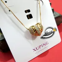 گردنبند مارک Xuping از جنس مس روکش طلا طرح قلب نگین کاری شده 3 بعدی طلایی بسیار زیبا 