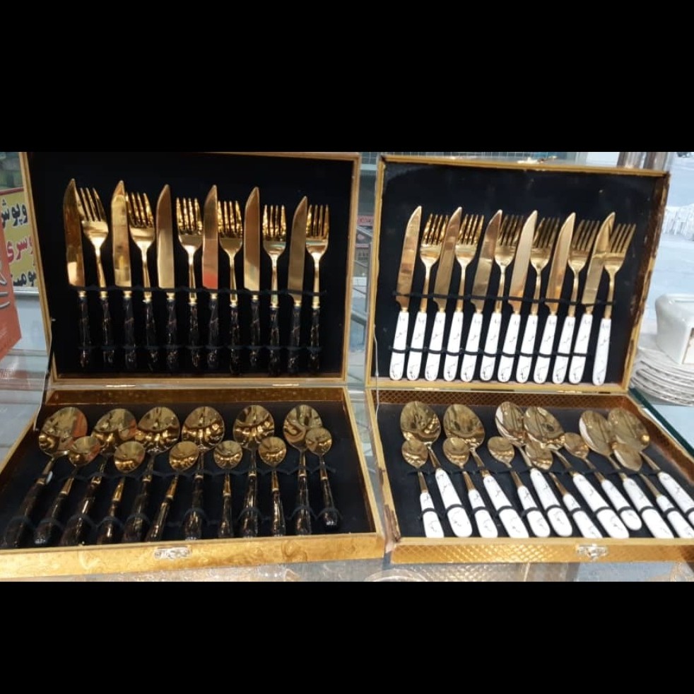 سرویس قاشق و چنگال 6 نفره دسته سرامیک