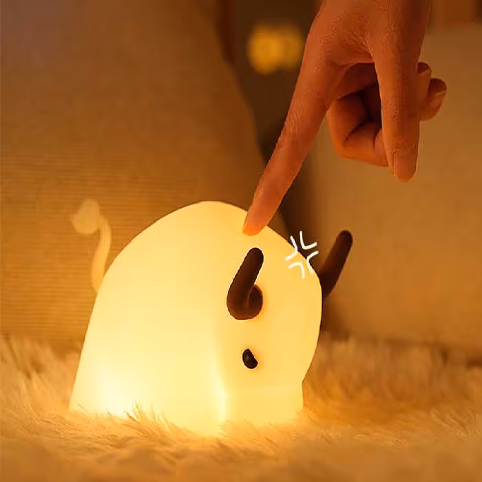 چراغ خواب رومیزی فانتزی شارژی کودکانه new cow sleeping lamp led soft light at night BD-NL-11
